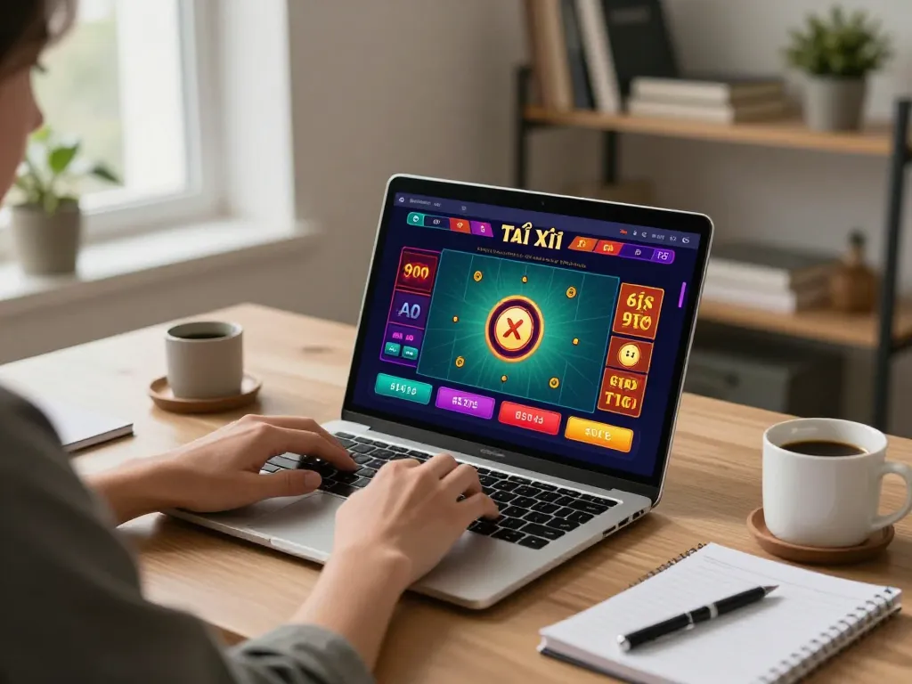 Player engages with Tài Xỉu online at home, exploring strategies and gaming tips on taixiuvn.