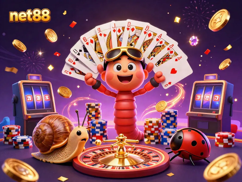 Experience dynamic gambling action with net88 featuring vibrant characters and thrilling casino elements.