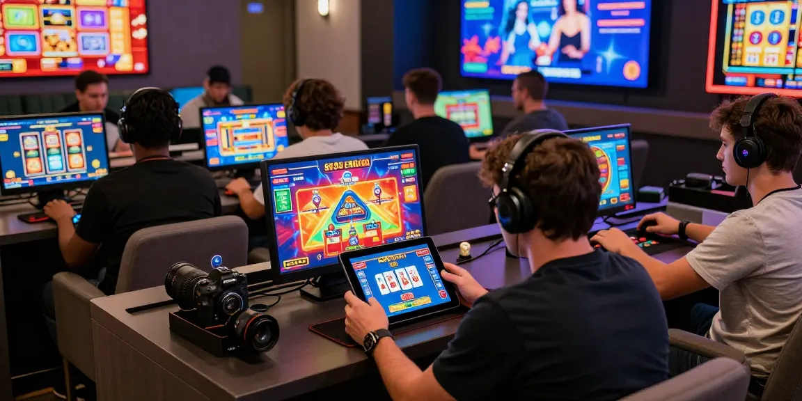 Players enjoying a vibrant online gaming experience with 68gamebai in a lively lounge atmosphere.