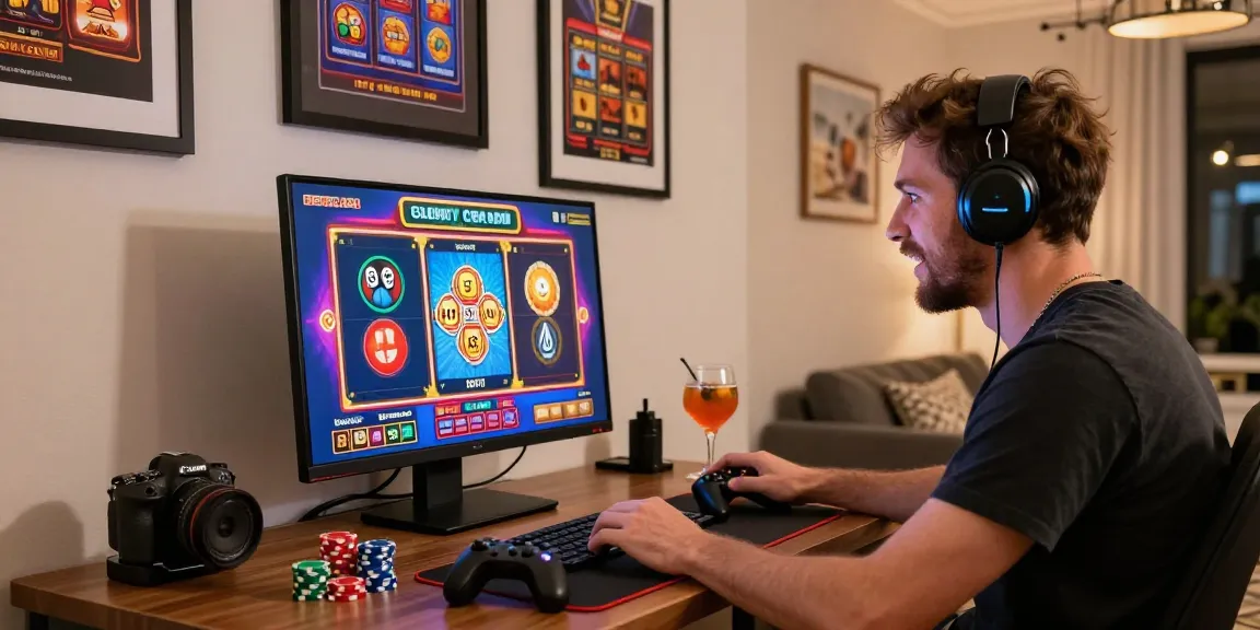 Engaged player at a new credit card casino setup on https://ibn.org.uk, showcasing vibrant gaming atmosphere.