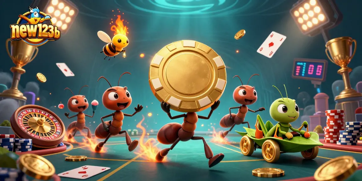 Experience thrilling gameplay with new123b as ants embark on an exciting poker chip heist.