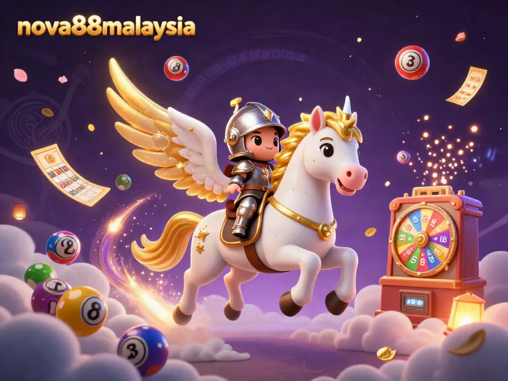 Experience the excitement of nova88malaysia with dynamic casino-themed 3D illustration.