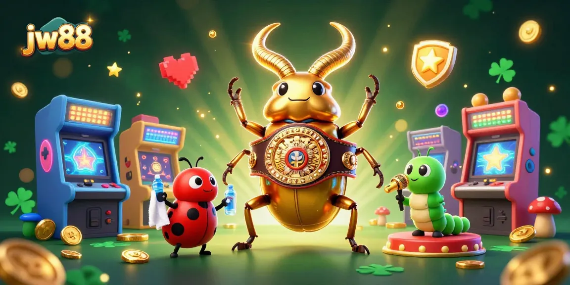 Engage in thrilling moments with jw88 as a giant stag beetle faces off in a boxing match.