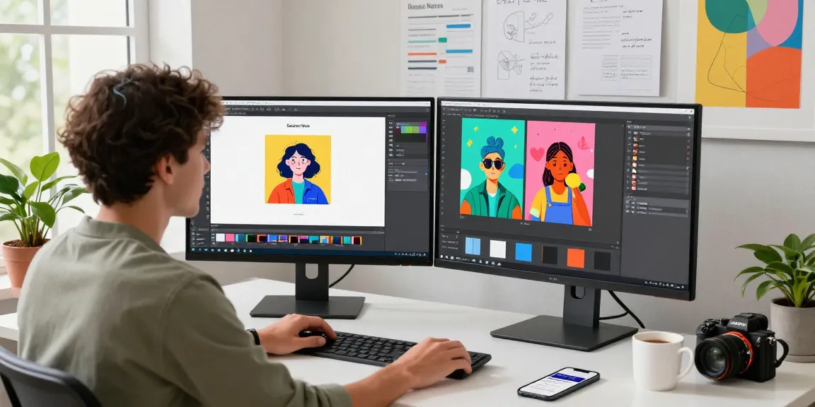 Creator using Banana Nano AI image editor in a vibrant digital workspace, enhancing creativity and productivity.