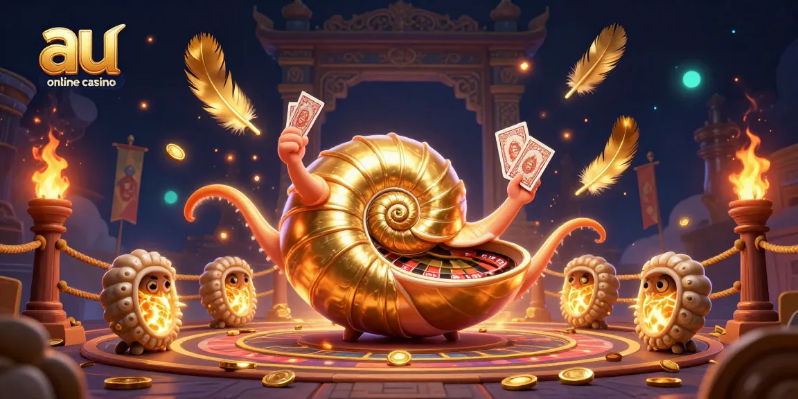 Experience the excitement of au online casino with a dynamic scene featuring a nautilus roulette wheel and glowing elements.