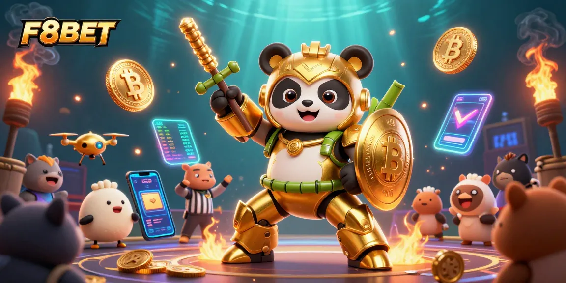 Experience thrilling gaming action with F8BET in this vibrant 3D illustration.