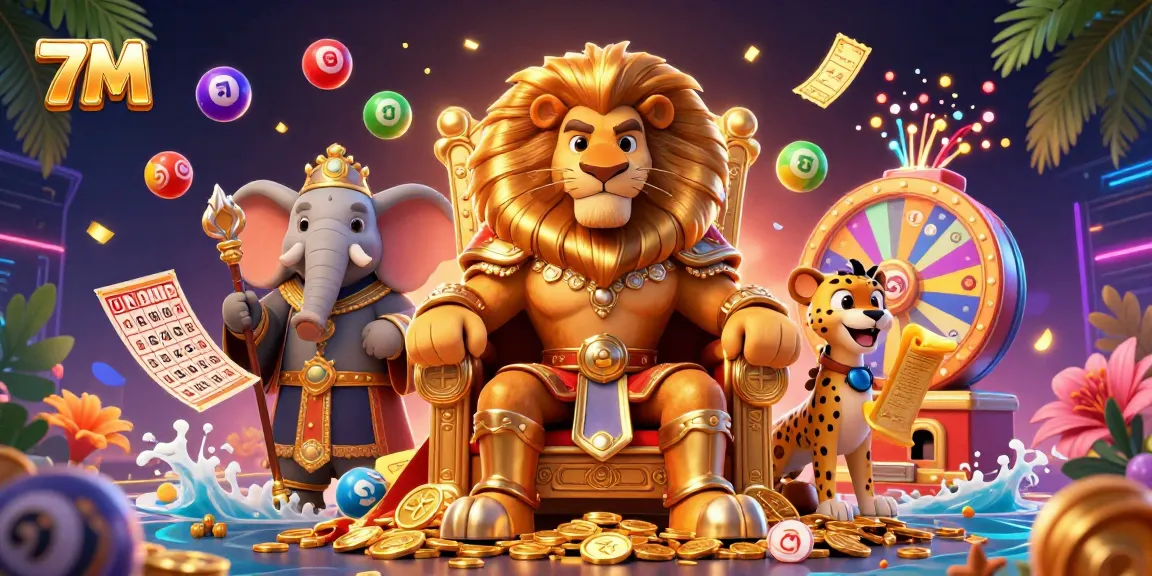 Engage with 7M's dynamic betting atmosphere through vibrant lottery balls and charismatic characters.