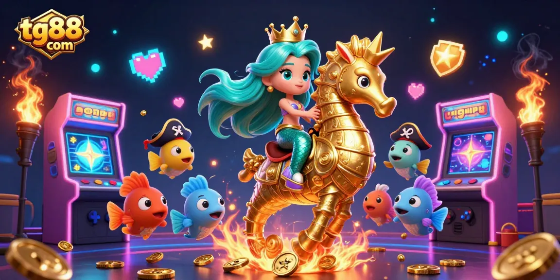 Engage with thrilling games at tg88 com featuring vibrant scenes of animated mermaids and casino elements.