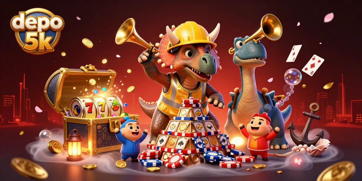 Menangkan game di depo 5k dengan gambar karakter beruang prasejarah dan elemen kasino yang menarik.