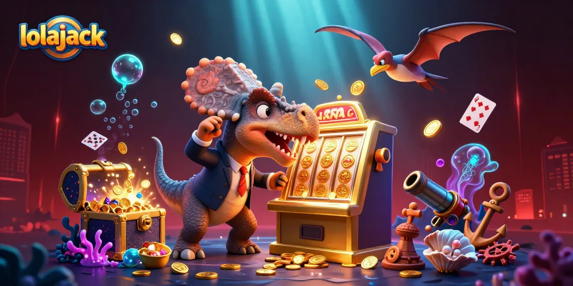 Engage in thrilling gameplay at lolajack Casino, featuring a jackpot slot scene with animated characters.