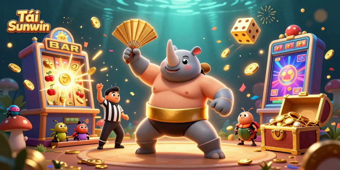 Tải Sunwin and experience exciting gameplay with the winning rhinoceros beetle champion surrounded by amazing casino elements.