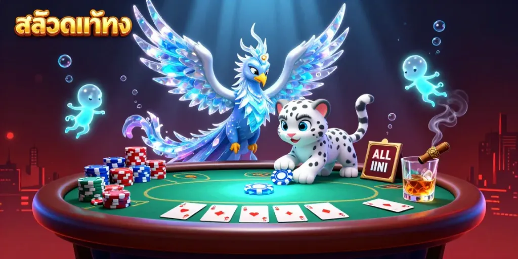 Engage in thrilling gambling action with a vibrant scene featuring สล็อตแท้ตรง elements and characters interacting dynamically.