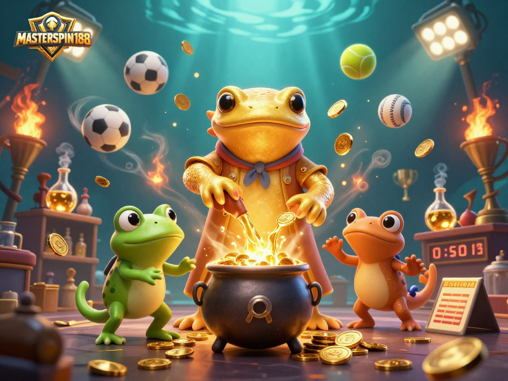 Experience the thrill of MASTERSPIN188 in this vibrant casino-themed illustration.