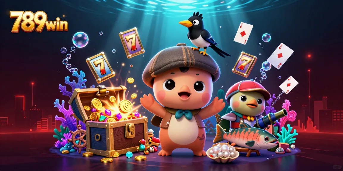 Experience vibrant gaming thrills with 789win's lively illustration featuring playful casino elements!