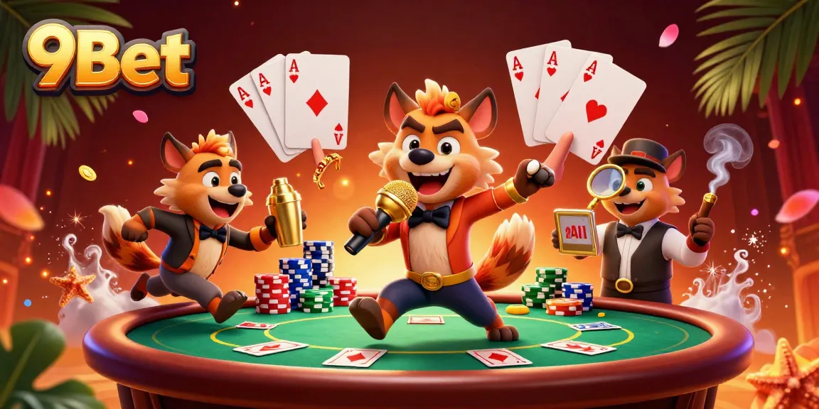 Experience the thrill at 9Bet's comedy casino club with entertaining hyena characters.