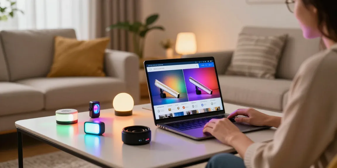 Benzi LED premium expuse pe laptop într-un ambient modern și confortabil
