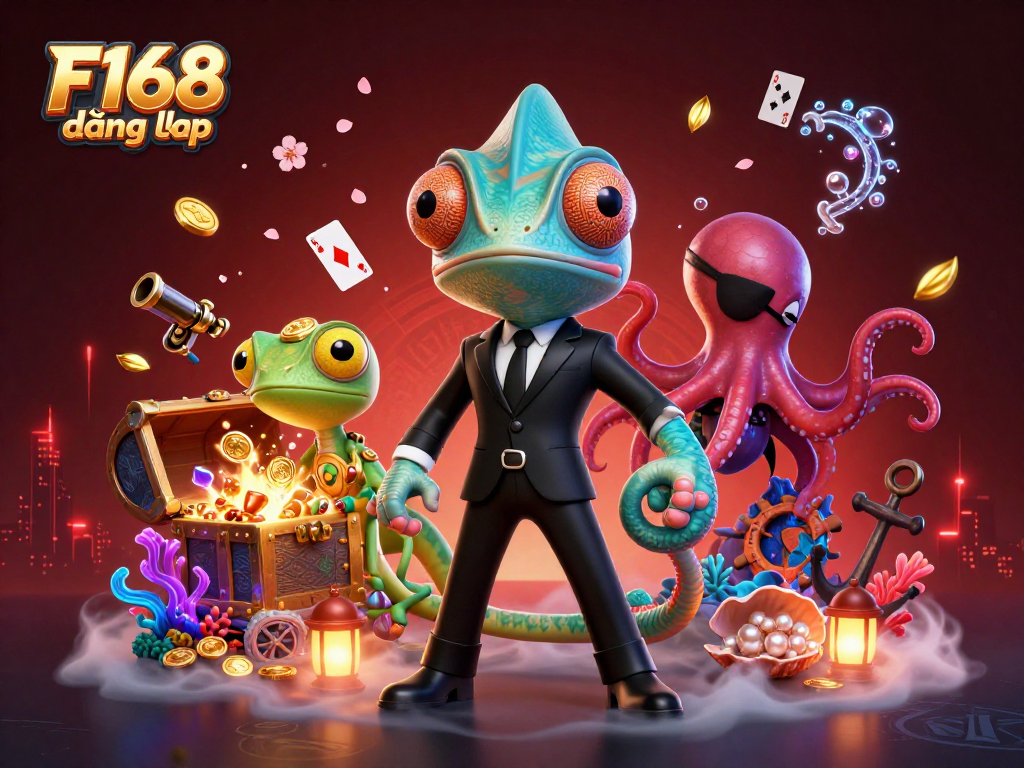 F168 đăng nhập showcases a thrilling 3D casino scene with vibrant characters and dynamic game elements.