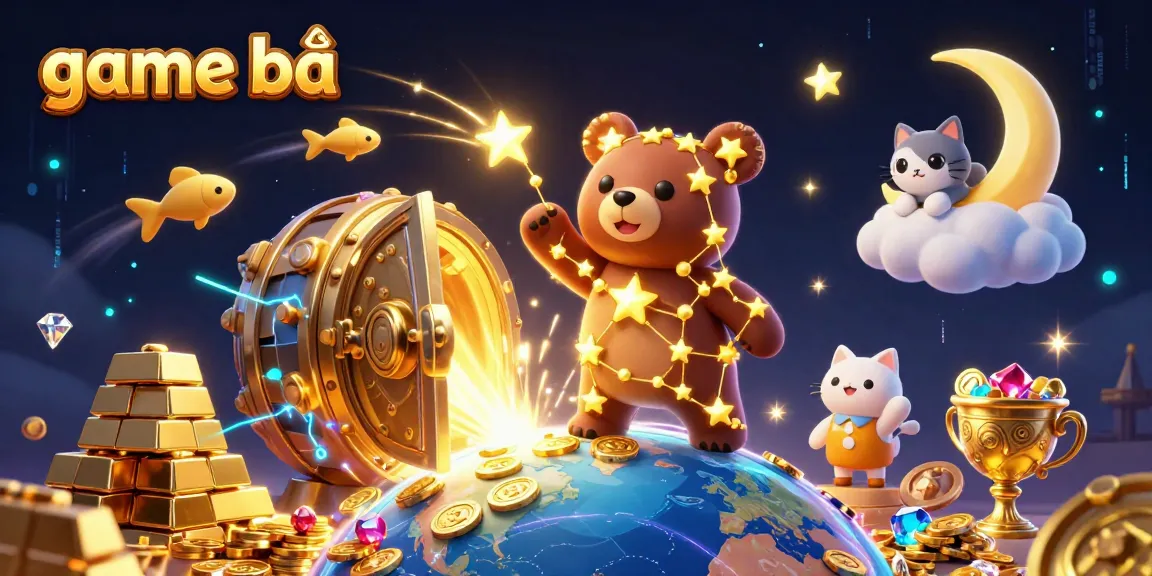 Engage in game bài with a magical scene of winning treasures and vibrant casino elements.