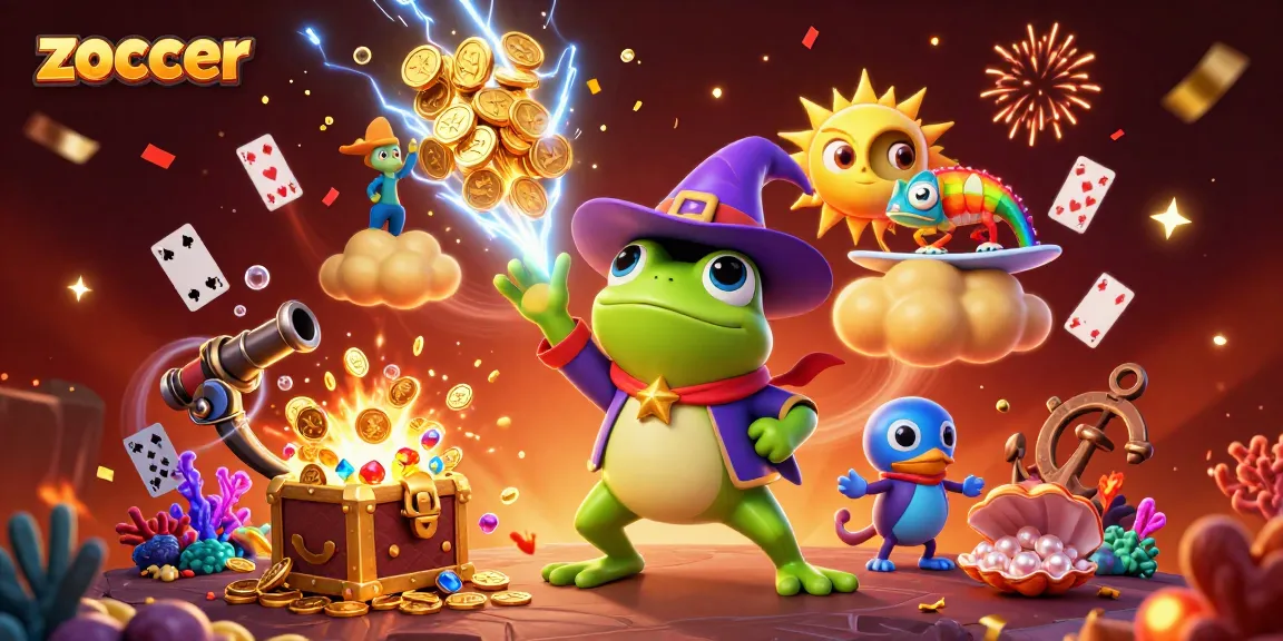 Zoccer players experience thrilling winnings as golden coins rain down in this lively casino scene.