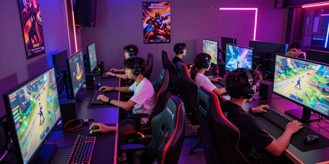 Engaged gamers enjoying an intense multiplayer experience at HIT CLUB.