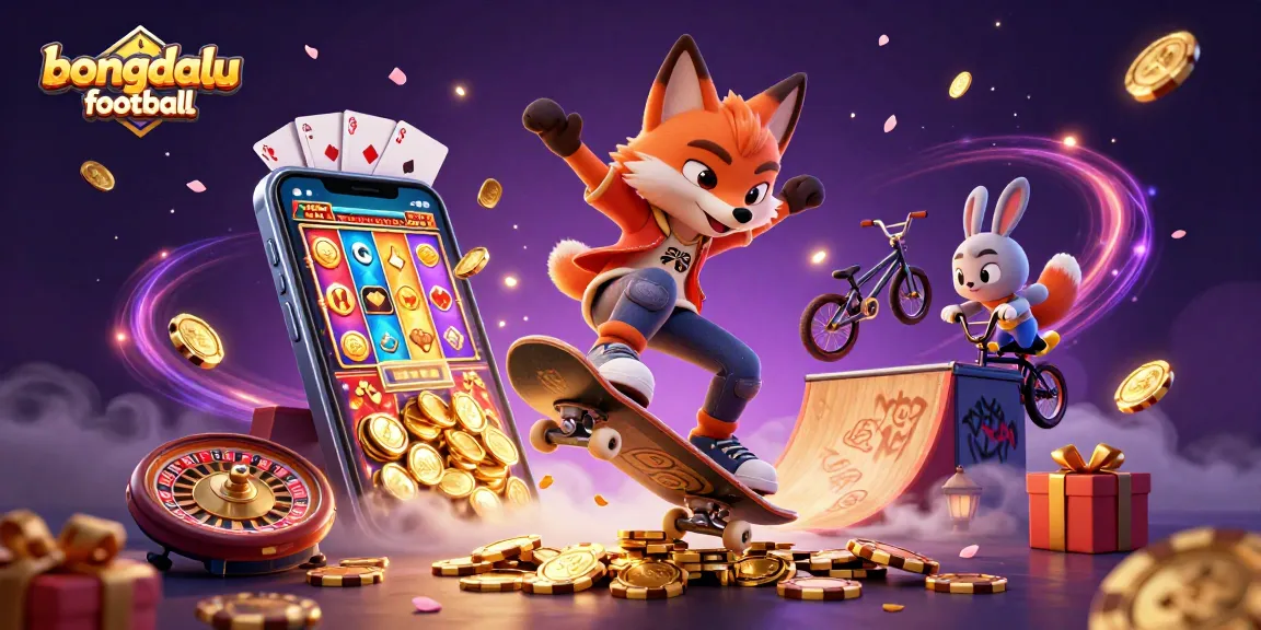 Bongdalu football features a vibrant illustration with a fox performing tricks over poker chips, engaging in exhilarating betting action.