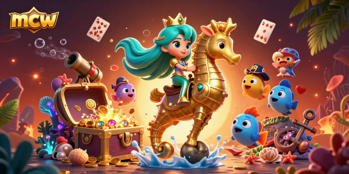 Bet on mcw with a vibrant underwater scene featuring a mermaid princess and casino-themed elements.
