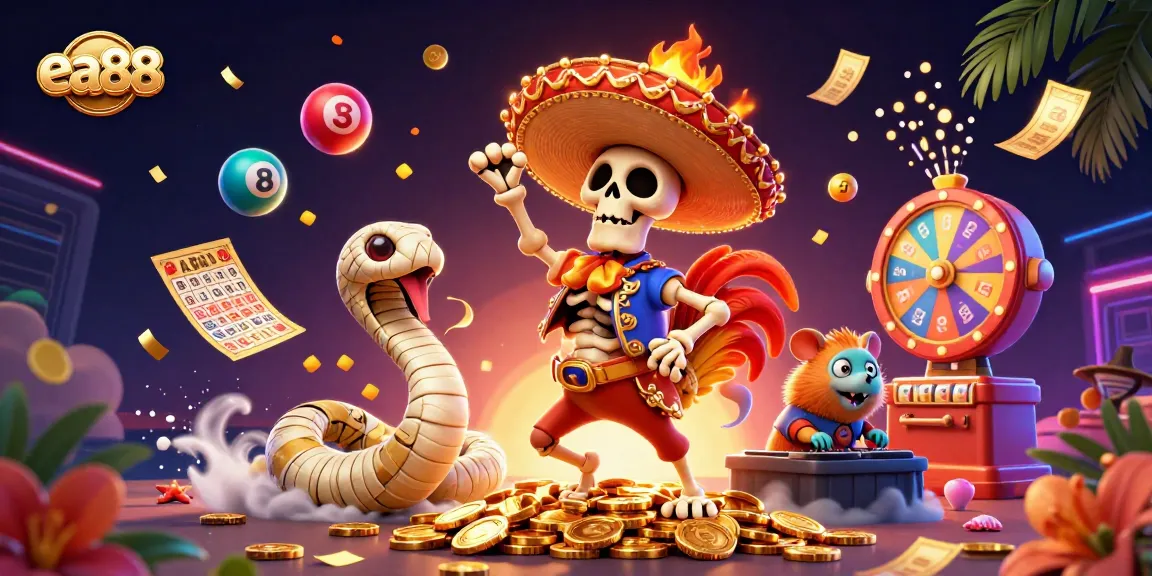 Celebrate your wins at ea88 with dynamic lottery excitement featuring colorful balls and festive casino elements.