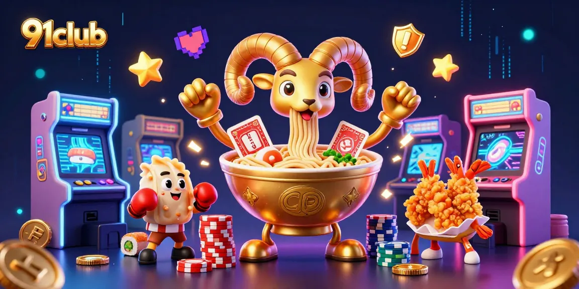 Engage with 91club's vibrant atmosphere through a lively casino illustration featuring colorful gaming elements.