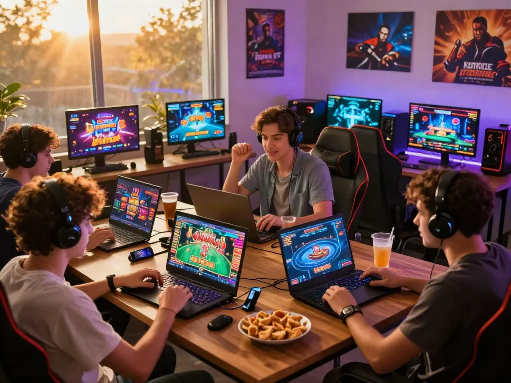 Hitclub gaming scene with players enjoying top games and vibrant atmosphere.