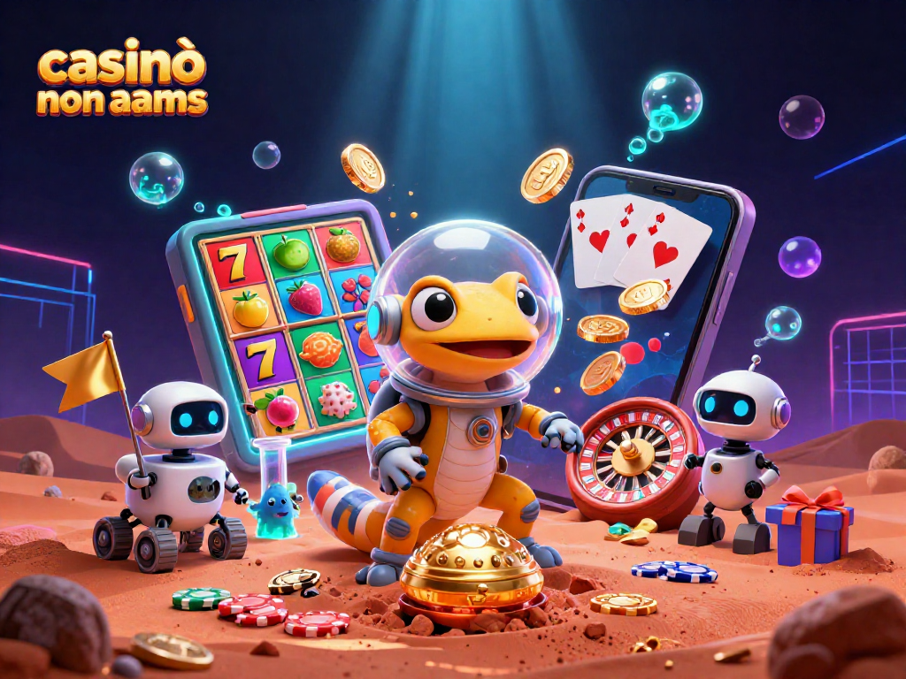 Gioca al casinò online non AAMS con un gecko marziano in un casinò d'oro sulla sabbia rossa