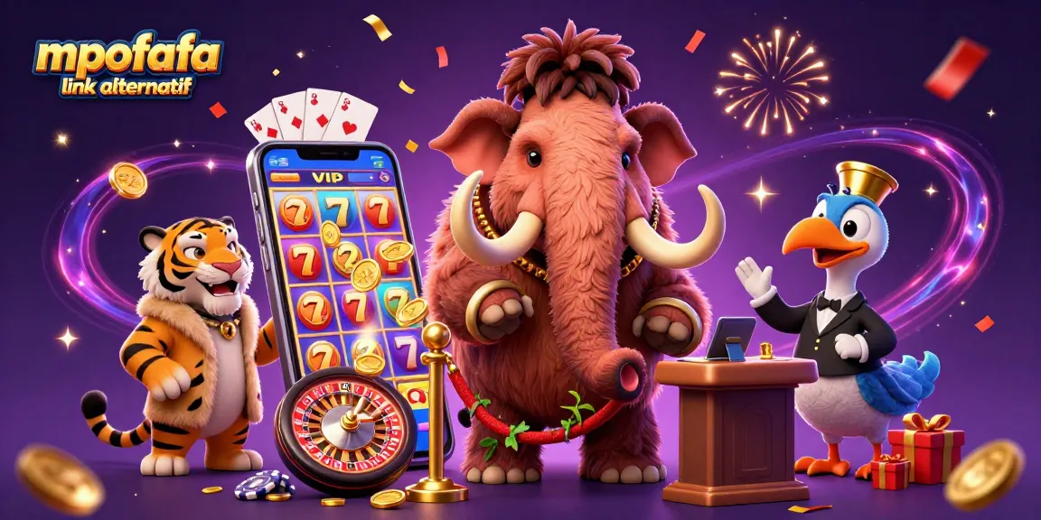 Engage with the action at mpofafa link alternatif, as a woolly mammoth bouncer checks IDs in a vibrant casino.