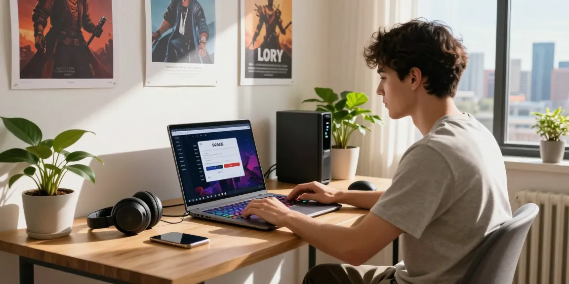 Proses login BOS88 yang mudah di ruang kerja modern dengan aksesori gaming yang stylish.