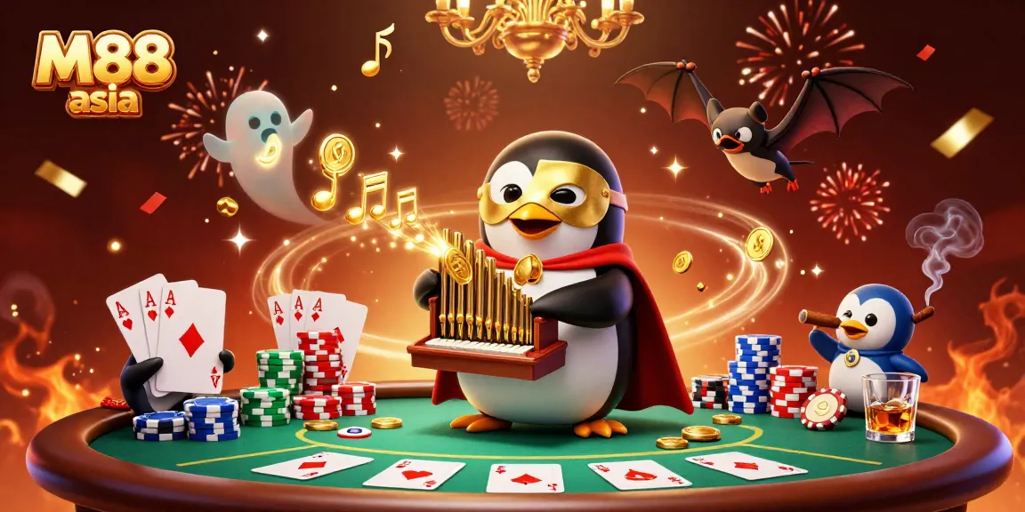 Experience thrilling excitement at M88 asia with a vibrant casino-themed scene full of action.