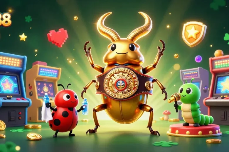 Engage in thrilling moments with jw88 as a giant stag beetle faces off in a boxing match.