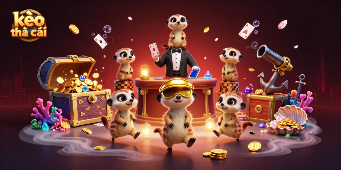 Experience thrilling kèo nhà cái action in this vibrant, dynamic casino scene filled with meerkats and shimmering treasures.