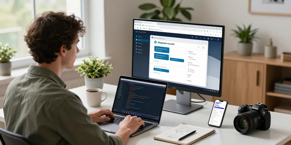 Focused developer using telegramin-cn.com in a modern home office.