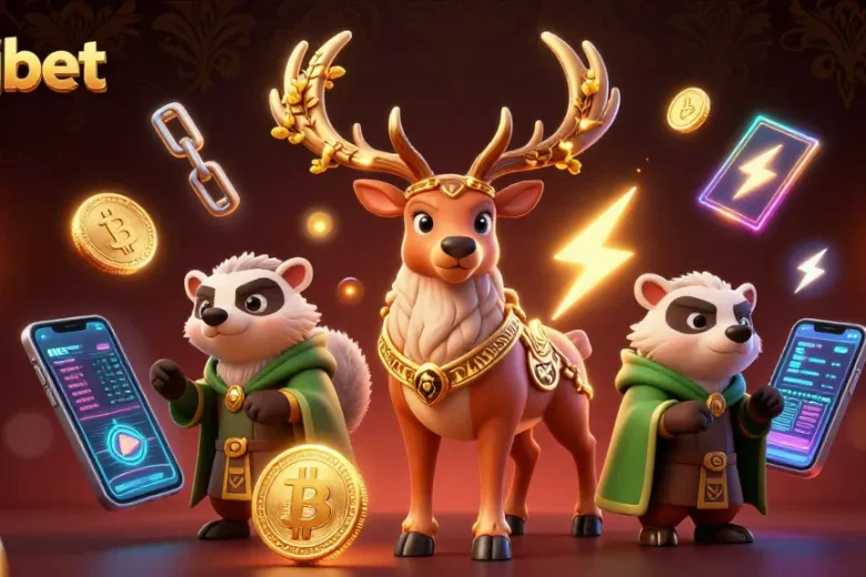 Engage with 88jbet's gaming scene featuring Celtic druid and golden mistletoe surrounded by crypto elements.