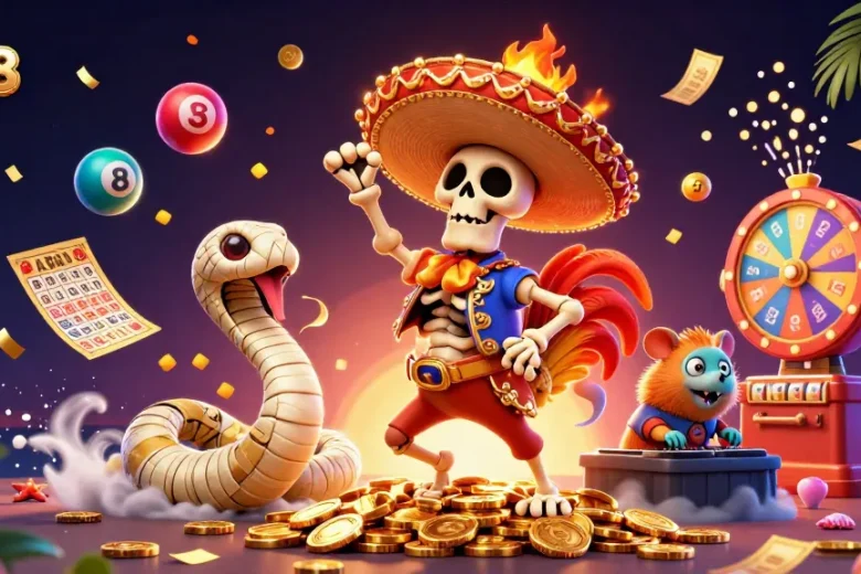 Celebrate your wins at ea88 with dynamic lottery excitement featuring colorful balls and festive casino elements.